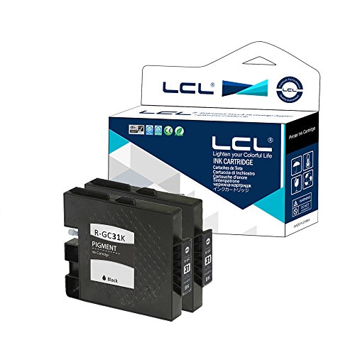 LCL 2-Pack Noir GC-31 GC31 GC31K Cartouche d'encre Compatible pour RICOH GX-e7700/e5500/e3300/e2600