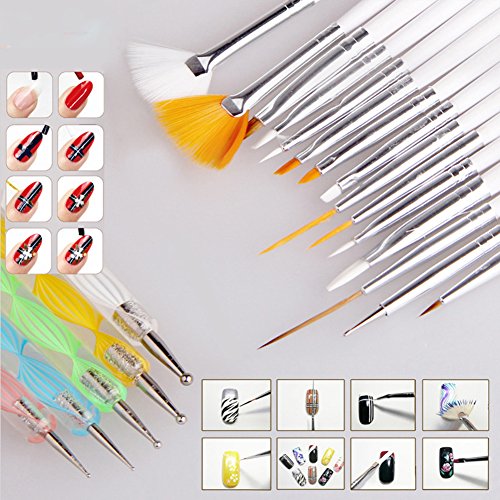 Blue Vessel 15 x Nagel Kunst Malerei Pen / Pinsel Set Plus 5 x Nail Art Dotting Tools - 6