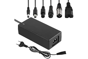 Gobesty Caricatore Monopattino Elettrico, 42V 2A Caricabatteria per Scooter Elettrico con 6 Connettori per Xiaomi Scooter,36V Hoverboard,Bici Equilibrata,Drifting Board