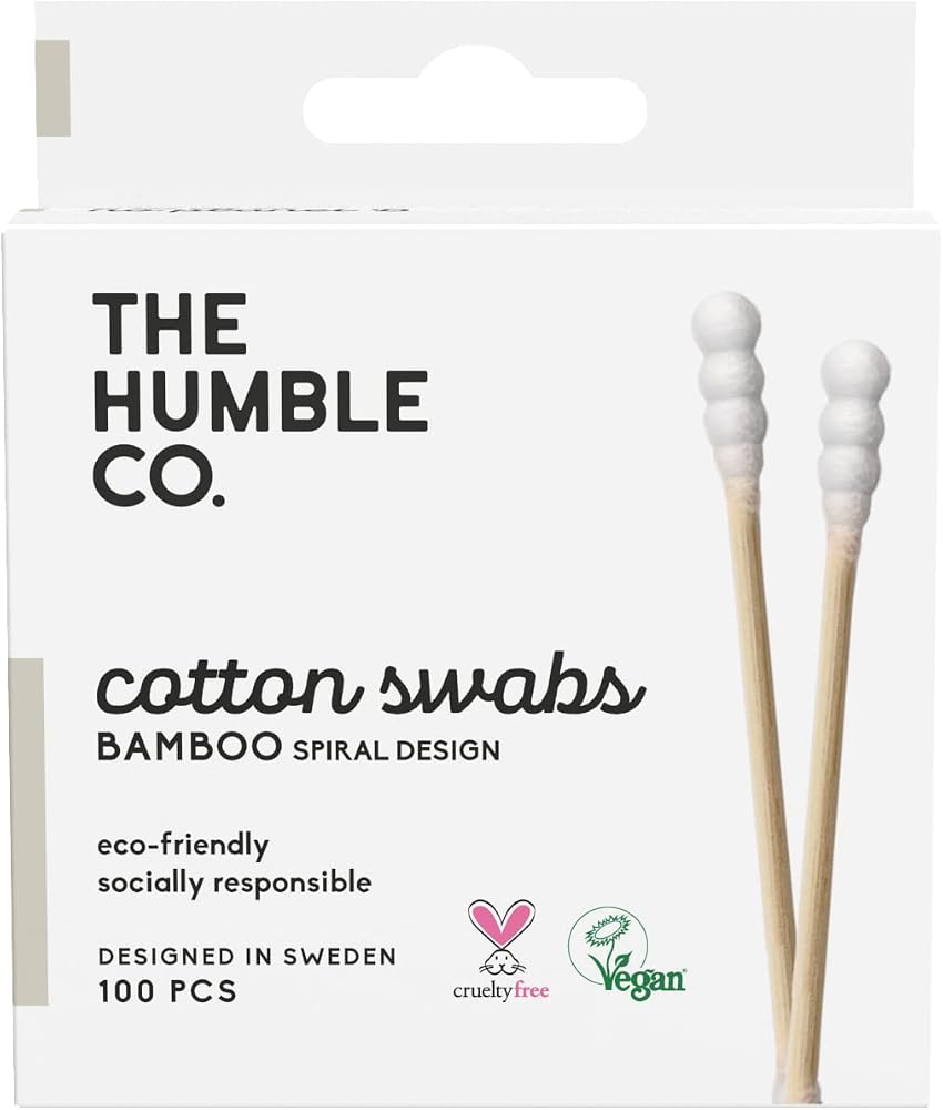 The Humble Co. Humble Brush Bamboo Cotton Swabs Spiral White- Spiral Kulak Çubuğu Beyaz, Çevre dostu pamuklu kulak çubukları, plastik içermeyen ambalaj, doğal renkli pamuktan kulak çubukları