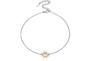 ChicSilver 925 Sterling Silver Anklet Heart/Moon/Star/Bar/Round Charm Ankle Bracelet for Women Summer Beach Sandal Barefoot Jewelry(Gift Wrapped)