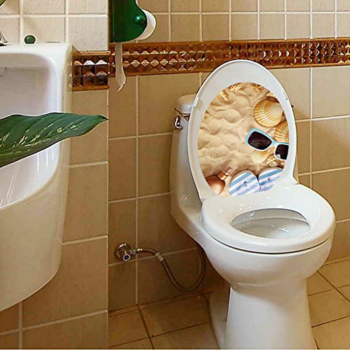 MagiDeal WC Sitz Wand Aufkleber Sand-Strand Vinylkunst Tapete Badezimmer Abziehbilder Dekor - 3