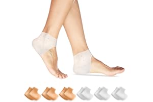 ZOONVII Protection du talon en silicone, 6 paires de coussinets de talon en gel, protège-talon, chaussettes de talon idéales pour la fasciite plantaire, les douleurs au talon, les talons fissurés (unisexe)