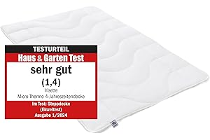 Irisette Micro Thermo Ganzjahresdecke, Bettdecke für den Übergang mit Bezug aus softer Microfaser, 155 x 220 cm, Öko Tex zertifiziert, produziert nach deutschem Qualitätsstandard