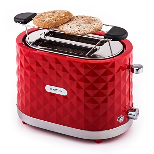 Klarstein Granada Rossa Toaster 2-Schlitz-Toaster Doppel-Toaster (für 2 Scheiben, Auftau-Funktion, Brötchenaufsatz, stufenlose Bräunungsgradeinstellung, 1000W) rot - 6