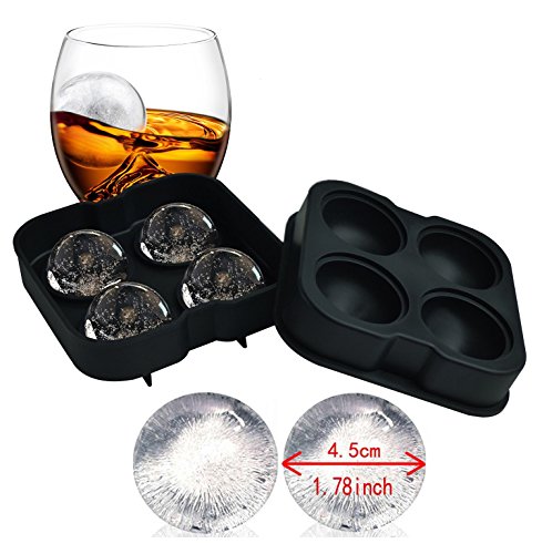 Ice Ball Mold Sphere Silicone! 6 Ice Rounds Maker 4x4.5cm,Perfect for Japanese Whiskey, Cocktail Ice ball maker mould (Black) (Ice black)