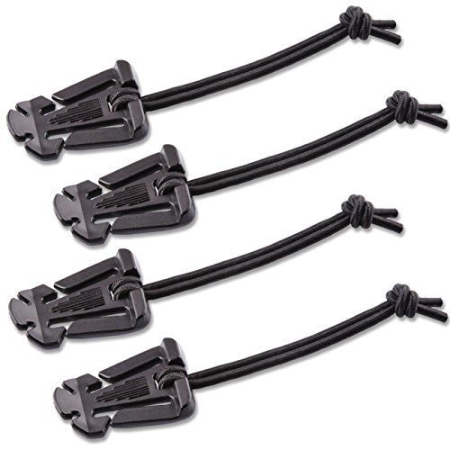4pcs MOLLE Web Dominators with Elastic String, durable Tactical Strap Management Tool, Backpack Accessories, Tactical Gear Clip, Multipurpose Fastener (Black, 4pcs)