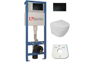 domino Lavita Vorwandelement inkl. Drückerplatte + Wand WC SOGO ohne Spülrand + WC-Sitz mit Soft-Close-Absenkautomatik (Drückerplatte OB)