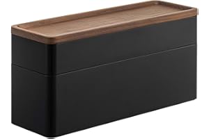 YAMAZAKI Home Rin Stapelbox für Uhren und Zubehör, Schmuckkästchen für Brillen, 2 Ebenen, 2 Ebenen, Schwarz