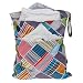 Waterproof Resuable Wet Dry Baby Diaper Bag Organizer Pouch Dual Zipper Two Pockets Checked Pattern