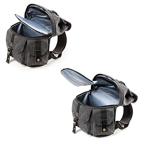 Evecase Verwandelbarer Schul- DSL-Kamera- Objektiv- Rucksack aus Leinen mit Regenschutz       schwarz  F  r Canon  Nikon  Sony  Fujifilm  Panasonic  P