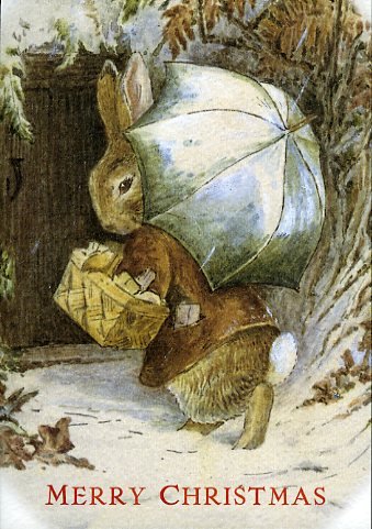 Beatrix PotterBeatrix Potter Merry Christmas Umbrella Rabbit Greeting Card