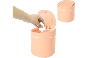 HIUOUIH Pattumiera da Tavolo con Coperchio Portatile Mini Cestino da Scrivania per Cucina Ufficio Bagno Salotto Auto, Rosa
