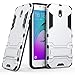 Produktbild COOVY® Cover für Samsung Galaxy J7 SM-J730 / SM-J730GM / SM-J730F/DS (Model 2017) / J7 pro Premium Hybrid Bumper Schutzhülle mit Doppelschicht aus Plastik + TPU-Silikon, extra starkes Case mit Anti-Shock Schutzfunktion, Hülle mit Standfunktion | Farbe silber