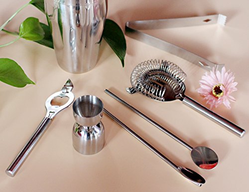 CocktailShaker, Edelstahl Cocktail Set Wodka Shaker für Cocktails 7 Stück 550ml Mit Bar Kit Elegant Silber Mixer für das Geschenk der Mutter und Vatertag - 5