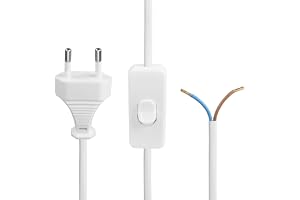 YAODHAOD Strömkabel med strömbrytare, typ C, öppen kabelände, lampkabel ersättningskabel (vit, 3 M)