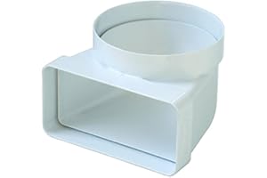 La Ventilazione CGV126B - Curva di collegamento D/100 a 120x60 mm per Aerazione Canalizzata Cappa Cucina da Tubo Tondo a Rettangolare e Viceversa, In Pvc Colore Bianco