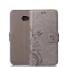 Produktbild Samsung Galaxy J5 2017 Hülle, Samsung Galaxy J520 Schutzhülle, Alfort Carving Lederhülle Fashion Design Premium PU Leder Hohe Qualität Tasche Case Cover Kasten Abdeckung Wallet für Samsung Galaxy J5 2017 / J520 Smartphone Funktion Standfunktion Unterstützte Telefone und Magnetverschluss mit Schmetterling ( Grau )