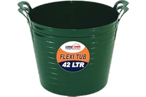 BEST HOUSE ANOTHER FINE PRODUCT Best House | 2 Pcs of Flexi Tub with Handles | 42 Litres | Green | Garden Tubs | Plastic Storage Container for Home, Washing, Garden Waste and DIY Projects - (Pack of 2)