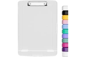 Hnogri Kunststoff-Klemmbrett mit Aufbewahrung, Hochleistungs-Clips, Klemmbrett-Aufbewahrungsbox, geringes Gewicht, glattes Schreiben für die Arbeit, Größe 14 x 9,6 x 1,2 Zoll (Durchscheinend)
