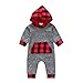 Produktbild Bauycy Overall Baby Kinder Hoodie Jungen Mädchen langärmelige mit Kapuze karierte Kleidung Strampler Kleinkind Baby kariertes Hemd Tasche Overall Baby Mode lässig Hemd