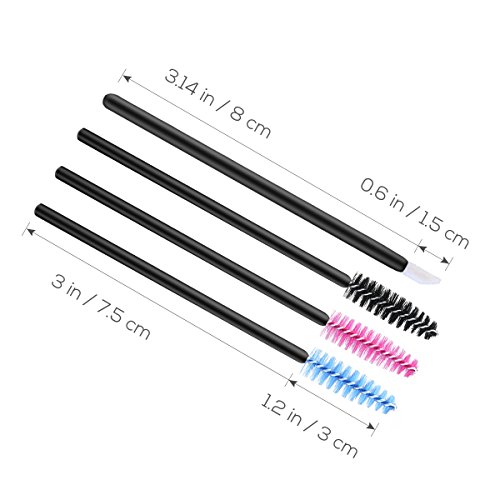 PIXNOR 150 Wimpern Bürsten und 50 Lippenstift Gloss Zauberstäbe, Wimpern Pinseln Mascara Zauberstäbe Einweg-Lippe Bürsten Einweg Make-up Tool - 4
