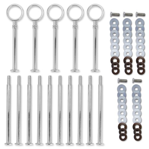 5 Set silberfarbe Metallstange Mittellochausstech 2 bis 3 Etage für Hochzeitstorte Etagere Tortenständer Tortenhalter Torten - 5