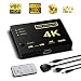 Produktbild HDMI Switch unterstützt HDCP 1080p Mini 3 in 1 Out Intelligente 4 Port 4 K HDMI Audio Switcher Selector Splitter Verstärker Adapter mit IR-Fernbedienung Kompatibel mit 4 K Ultra HD Auflösung für Mac PCs Xbox TVS schwarz 3 in 1 HDMI switch with a IR remote