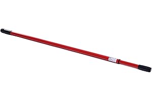 BawiTec Qualitäts Teleskopstiele stufenlos verstellbar ausziehbar mit Gewinde und Aufhängekappe Stiel Metallstiel für Besen,Schrubber,Wischer Teleskopstange Telesstiel (1 Stiel, rot, 140cm)