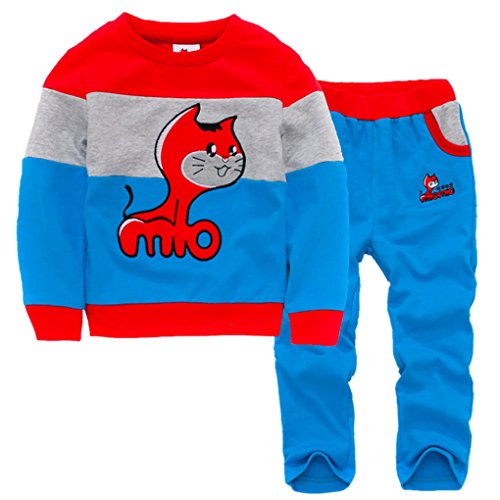 Happy Cherry 2pcs Baby Boy Girl Kids Cartoon Print Color Matching Top+pants Casual Fashion Sport Pullover Outfit Clothing Size 120 - Green