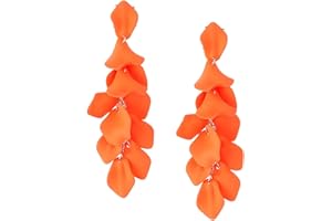 HZAOPZE 1 paio Orecchini Donna Bohémien con Nappa Petalo di Rosa Orecchini Anallergici Goccia Orecchini da Party Compleanno, arancia