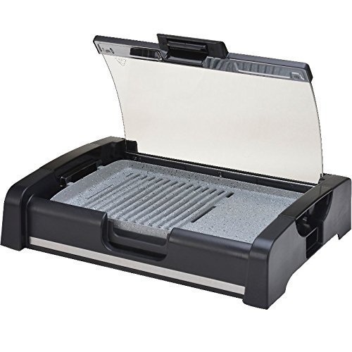 Syntrox Germany TG-1650W elektrischer Tischgrill mit Keramik Grillplatte Elektrogrill BBQ Grill Barbecue mit Glasdeckel