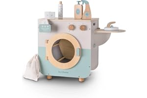 Beeloom - Lavatrice in legno naturale, Ecolaundry, asciugatrice giocattolo simbolico per bambini, gioco educativo per bambini, dai 3 anni