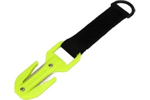AMONIDA Coupe-Corde de Plongée, Lame en Acier Inoxydable + Manche en Nylon et Fibre de Verre Coupe-Ligne de Plongée sous-Marine avec Une Bandoulière de 6cm (Jaune Fluo)