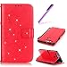 Produktbild HMTECH HMTECH Huawei P Smart Hülle Glitzer Schmetterling Blumen Floral Flip Standfunktion Karten Slot Magnetverschluß Brieftasche Taschen Schalen Ledercasefür Huawei P Smart,Diamond Butterfly:Red