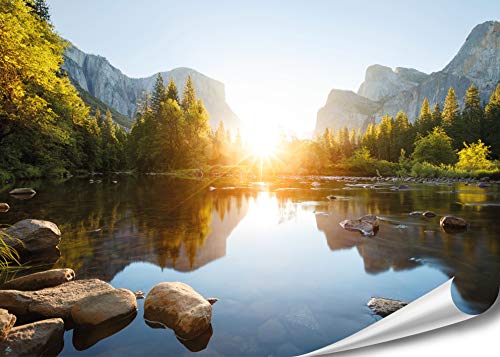 PMP 4life. XXL Poster "Yosemite" | 140x100cm | hochauflösendes Wand-Bild, Natur Poster extra groß, XL Fotoposter | Wand-deko Bild Fluss Berge USA