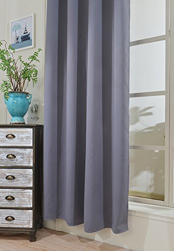 Hoomall Blickdichte Gardinen Ösenvorhang Blickdicht Vorhang Verdunklungsgardine Ösenschal Blickdicht 140*225cm 1er set Grau - 3