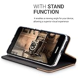 kwmobile Hülle für Huawei Nova - Bookstyle Case Handy Schutzhülle Textil mit Kunstleder - Klapphülle Cover Anthrazit Braun - 