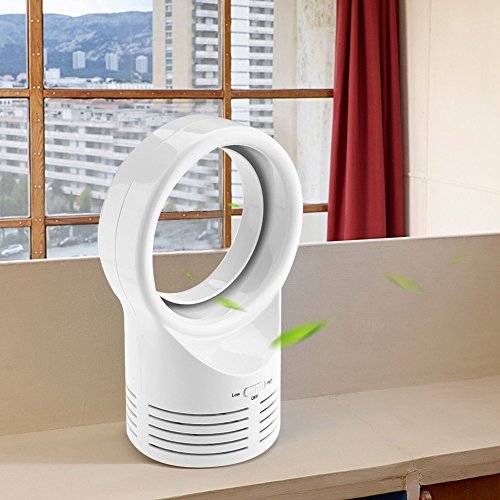 Ulable Mini Fan Desktop Portable Desk Air Cooler Fan Double - File Adjustable for Office Home Use Blue-White