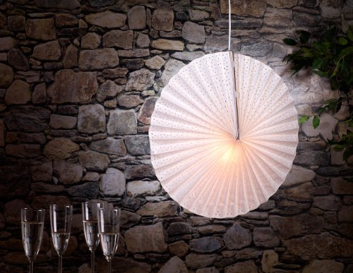 Lunartec Papierleuchte „Rad“ – Weiß inkl. Fassung und Kabel - 3