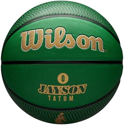 Wilson Pallone da Basket da Esterno NBA Player Icon, Giocatore Stella Lebron James, Presa Eccezionale e Utilizzo Adattabile, Colore: Verde/Bianco, Taglia: 7
