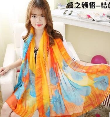 MS spring beach towel scarf Chiffon Scarf Shawl long summer sun dual-purpose multifunctional Korea scarf