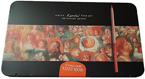 Egoshop100 Color Marco Renior Oil Base Colored Pencils Set for Artist Sketching Drawing Writing Art Painting/Adult Coloring Books Metal Tin Case