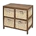 Produktbild ts-ideen Landhaus Kommode Bad Flur Regal Schrank Natur Braun im Shabby Vintage Look mit 4 Körben für Flur Wohnzimmer Kinderzimmer Bad oder Diele
