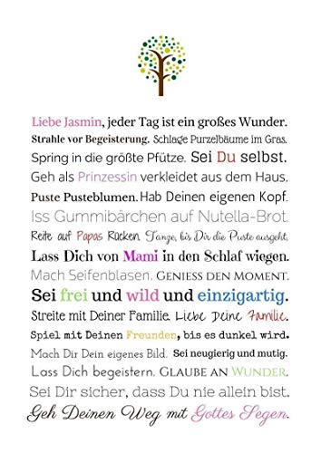 Taufgeschenk Mädchen: Personalisiertes Bild (PDF oder Kunstdruck in A4) - Geschenk Taufe | Gastgeschenk Patenkind von Taufpaten | Babygeschenke mit Namen - 6