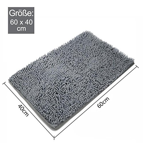 Badematte rutschfester Badvorleger 40 x 60cm Haltbarkeit und Umweltschutz, für die auch Küche und Fremdenzimmer grau Bugat - 4