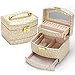 Produktbild AMYMGLL Leder Phnom Penh Krokodil Muster automatische Schmuckschatulle 3 Schichten , beige
