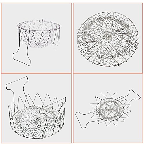 nhsunray New faltbar Edelstahl Dampf Spülen Zugentlastung Fry Kochen Chef Basket Mesh Net Sieb Sieb Küche Werkzeug waschbar Spülmaschinenfest - 6