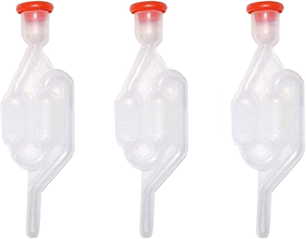 Kiuiom Fermantasyon Tüpü, Şeffaf Fermantasyon Hava Kilidi, Şarap Çek Valfı, Fermantasyon Vanası 3PC Fermantasyon Tüpü Şarap Fermantasyonu Şarap Birası Yapımı için Plastik Fermantasyon Kilit Stoperi