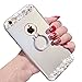 Produktbild Luxus Diamant Hülle für iPhone 6S Plus 5.5 Zoll, Girlyard Ultra Dünn Premium Hart-PC Schale Metall Textur Schutzhülle Bling Glitzer Kristall Strass HandyHülle Anti-Kratzer mit 360 Grad Ring Ständer für Apple iPhone 6 Plus/ iPhone 6S Plus Silber